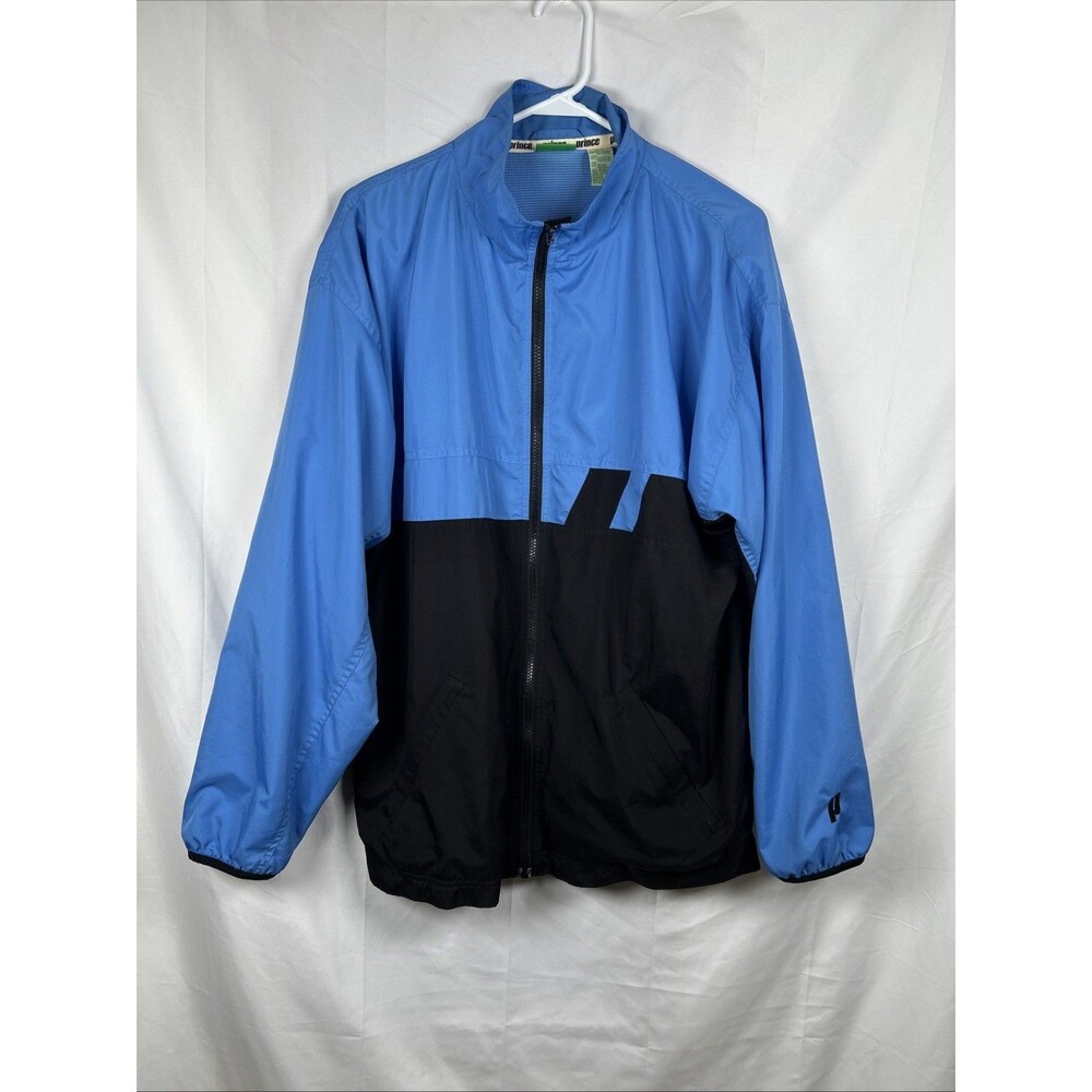 Vintage Prince Tennis Warm-Up Full Zip Jacket Men's Medium Blue Black Retro 90s